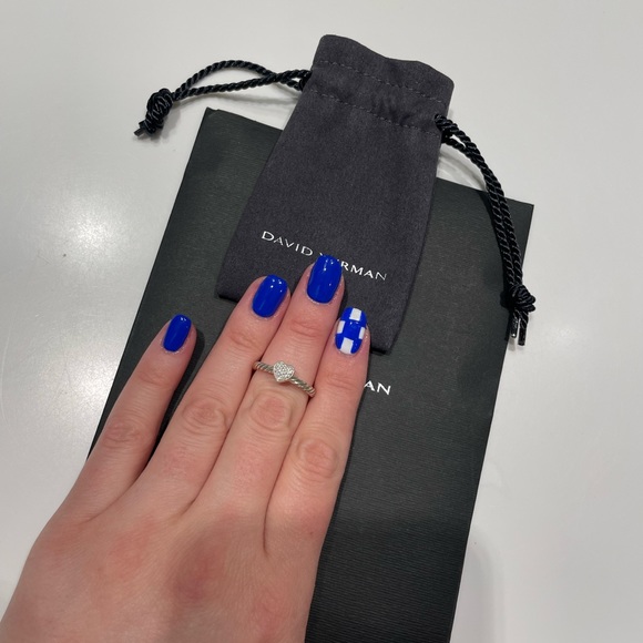 David Yurman Cable Heart Stack Ring in Sterling Silver with Pavé Diamonds - Picture 6 of 10